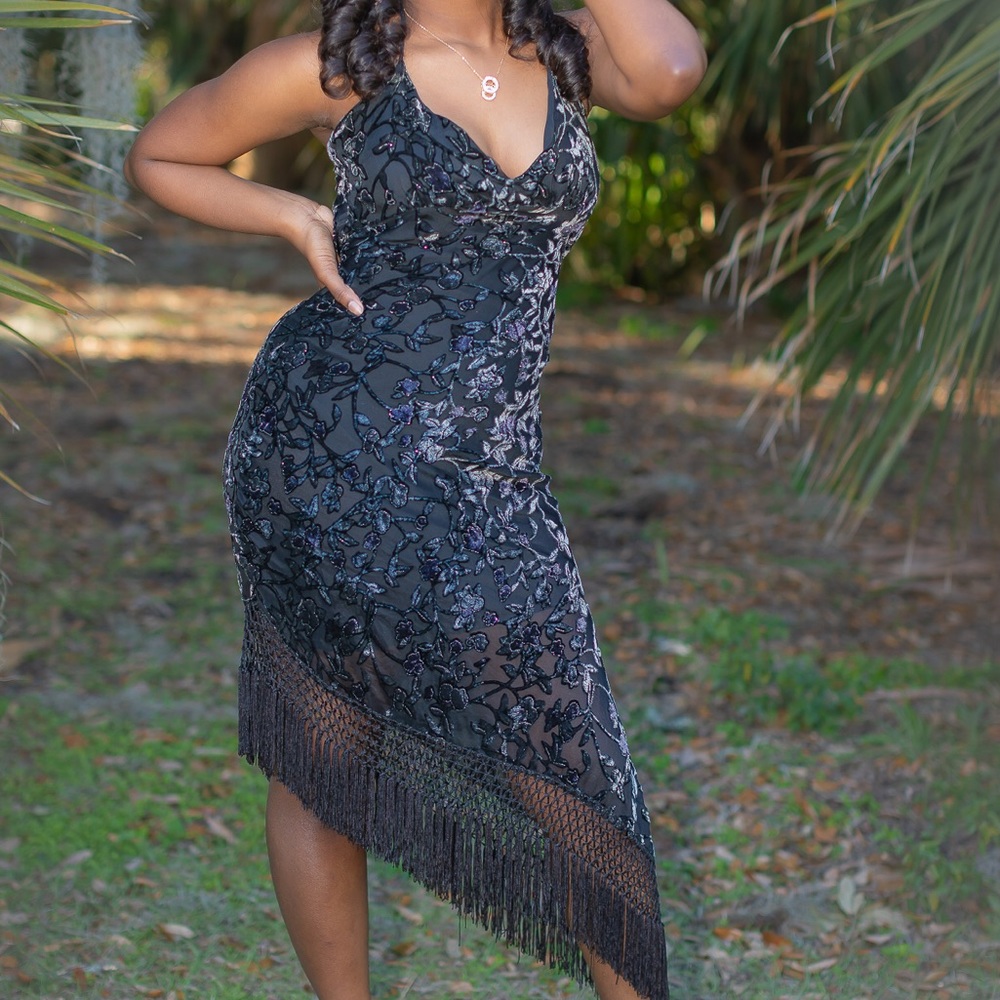 Black fringe dress